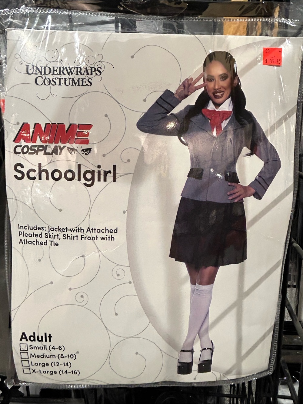 Underwraps Anime Cosplay Schoolgirl Costume - Gray, Black & Red